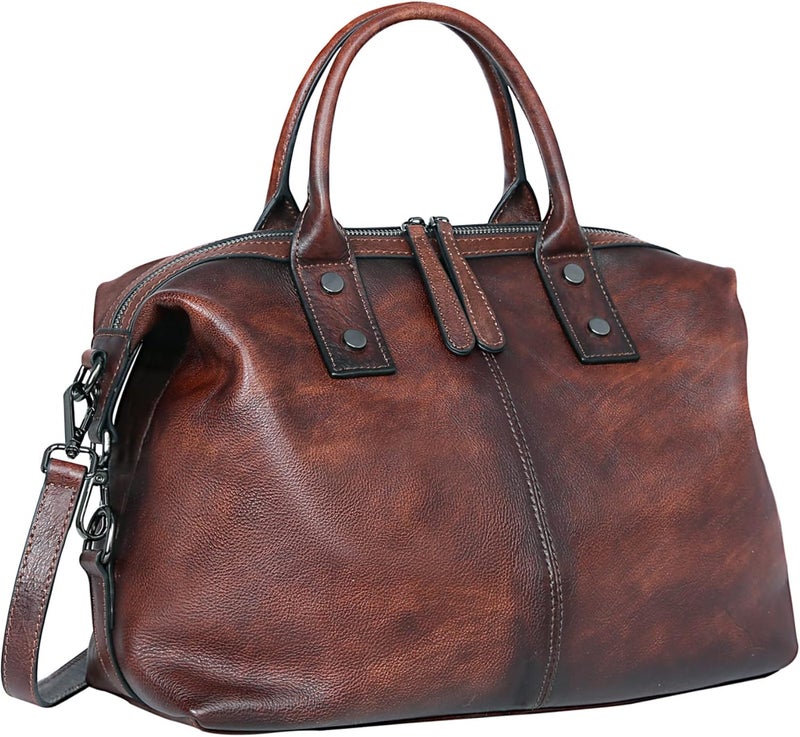 Iswee Genuine Leather Satchel Tote Bag Top Handle Handbag Designer Shoulder Bag Large Capacity Cross Body Bag - Image 1